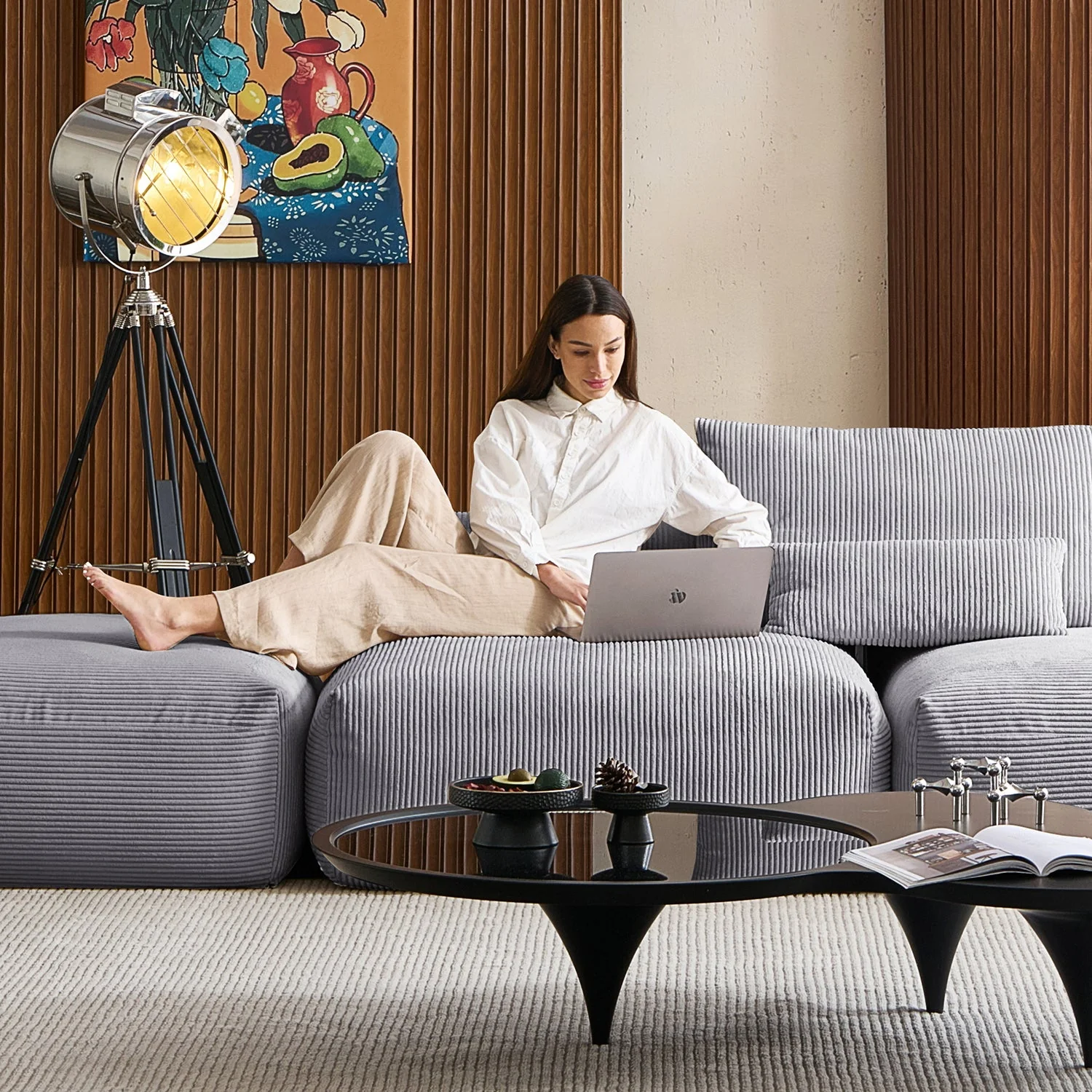 Mellow Half-Closed Sectional with Ottoman - Image 124